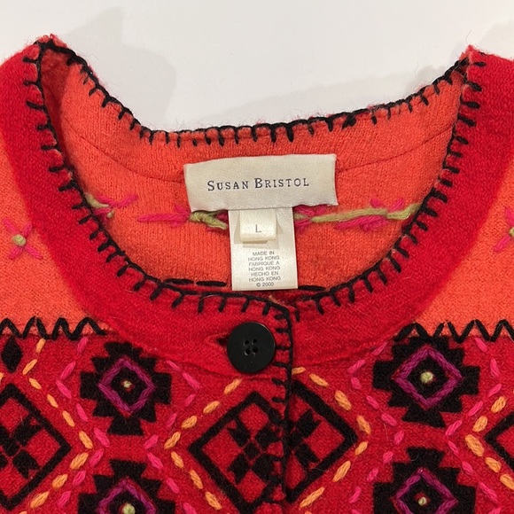 Susan Bristol - L, wool sweater coat/cardigan, southwest style - Picture 6 of 10